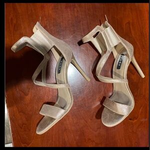 DKNY Rose Gold Sparkle Sandals Leather Open-toe Ankle Strap Heels Lil Multi